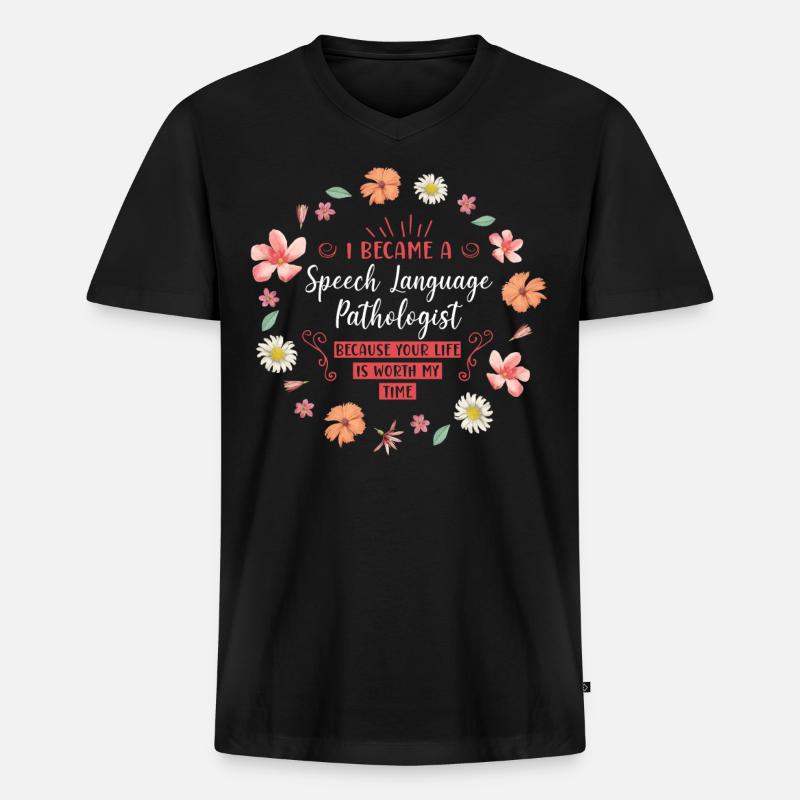 Speech Therapist Therapy Assistant - Männer Premium Bio T-Shirt mit V-Ausschnitt - Schwarz