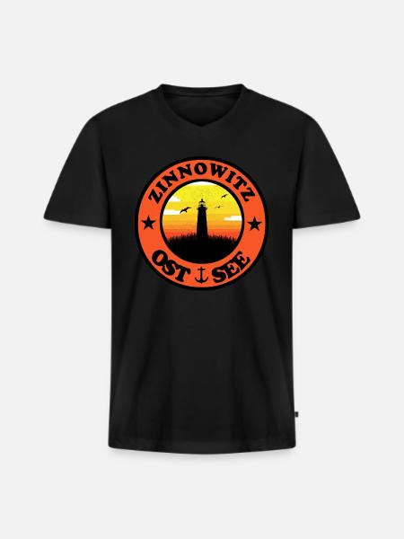 Leuchtturm Ostsee Zinnowitz - Männer Premium Bio T-Shirt mit V-Ausschnitt - Schwarz