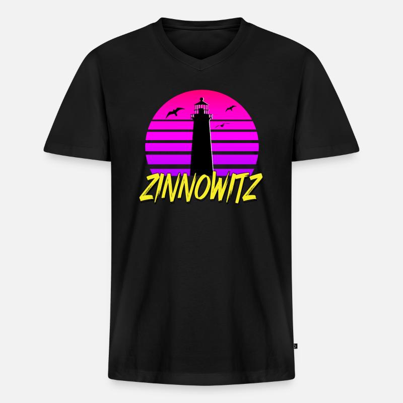 Zinnowitz 80s - Männer Premium Bio T-Shirt mit V-Ausschnitt - Schwarz