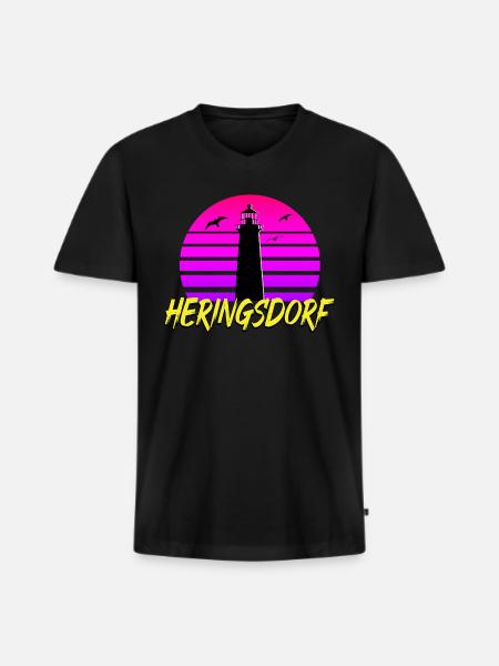 Heringsdorf 80s - Männer Premium Bio T-Shirt mit V-Ausschnitt - Schwarz
