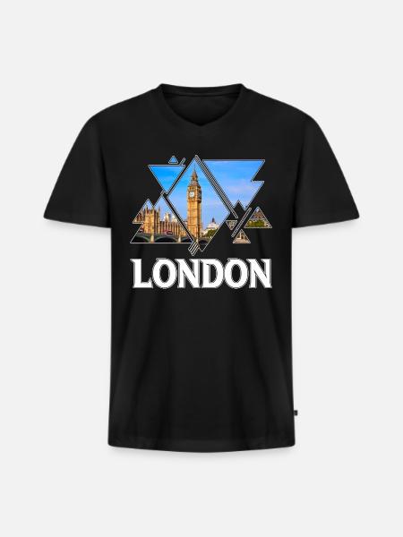 London England UK City Skyline Home Love - Men's Premium Organic T-shirt with V-neck - black