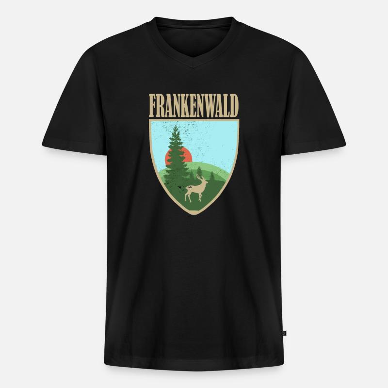 Frankenwald - Männer Premium Bio T-Shirt mit V-Ausschnitt - Schwarz