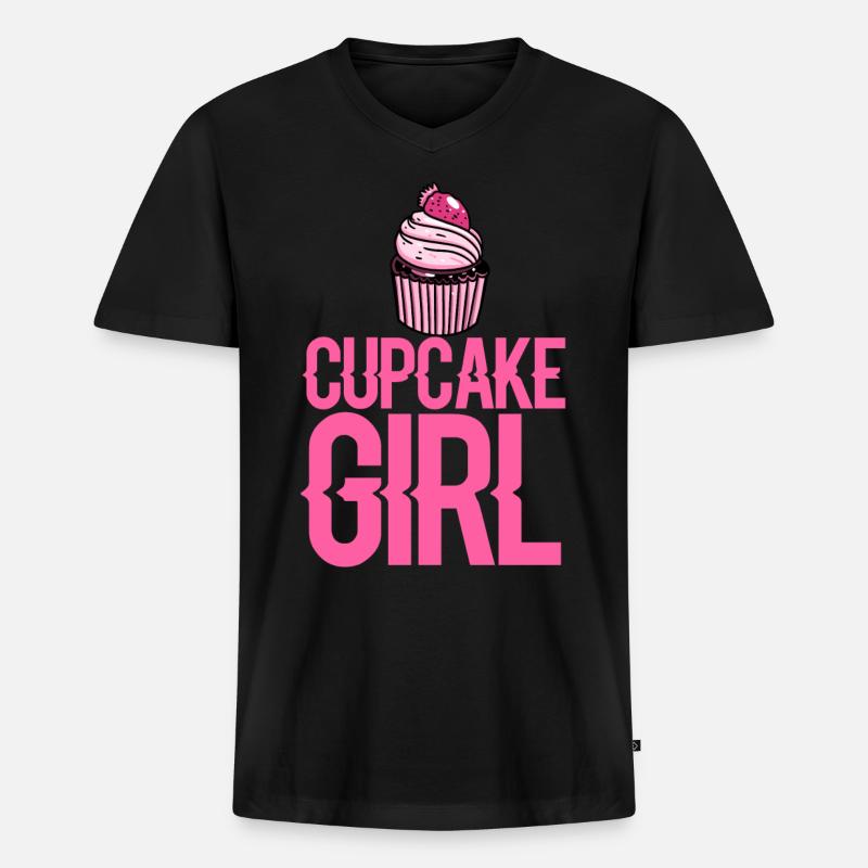 Cupcake Mädchen Backen Törtchen - Männer Premium Bio T-Shirt mit V-Ausschnitt - Schwarz