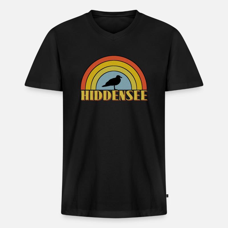 Hiddensee - Männer Premium Bio T-Shirt mit V-Ausschnitt - Schwarz