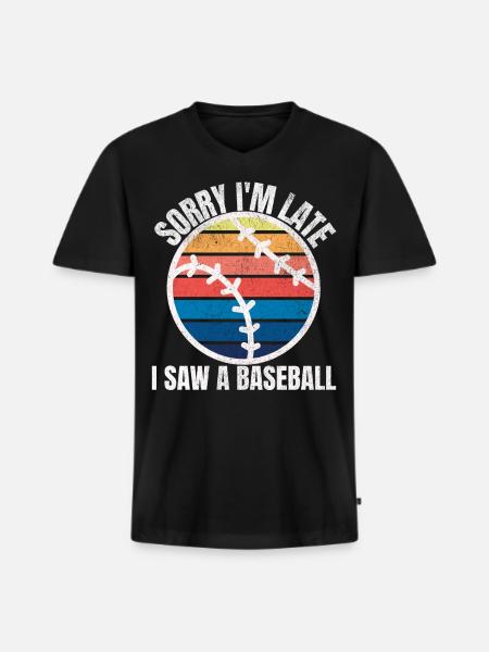 Baseball Funny - Men's Premium Organic T-shirt with V-neck - black