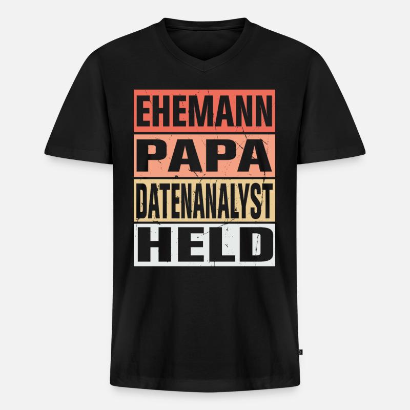 Datenanalyst Vater Ehemann Held - Männer Premium Bio T-Shirt mit V-Ausschnitt - Schwarz