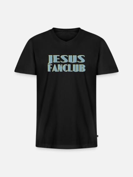 Jesus Fan Club - Men's Premium Organic T-shirt with V-neck - black