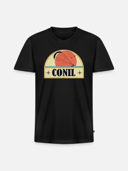 Kitesurfing Conil - Männer Premium Bio T-Shirt mit V-Ausschnitt - Schwarz