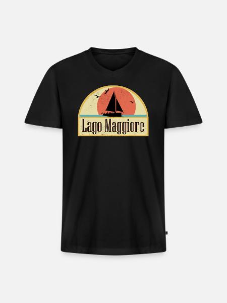 Lago Maggiore - Männer Premium Bio T-Shirt mit V-Ausschnitt - Schwarz