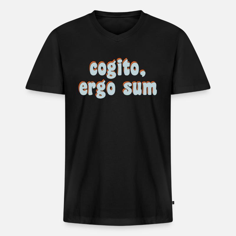 cogito ergo sum - Männer Premium Bio T-Shirt mit V-Ausschnitt - Schwarz