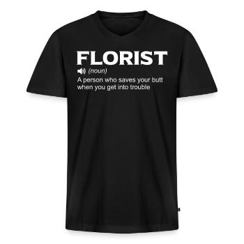 Florist Funny Definition For Plant Lover - Männer Premium Bio T-Shirt mit V-Ausschnitt - Schwarz - Vorne - Nico (187cm)