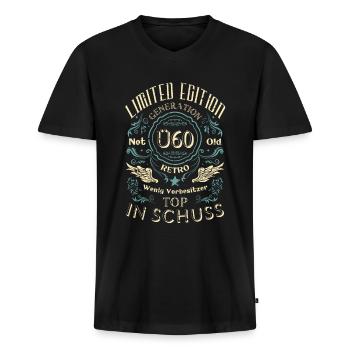 Limited Edition 60. Geburtstag Lustiger Spruch Ü60 - Männer Premium Bio T-Shirt mit V-Ausschnitt - Schwarz - Vorne - Nico (187cm)