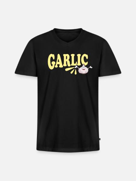 Lustiges Knoblauchbrot-Paardesign - Männer Premium Bio T-Shirt mit V-Ausschnitt - Schwarz