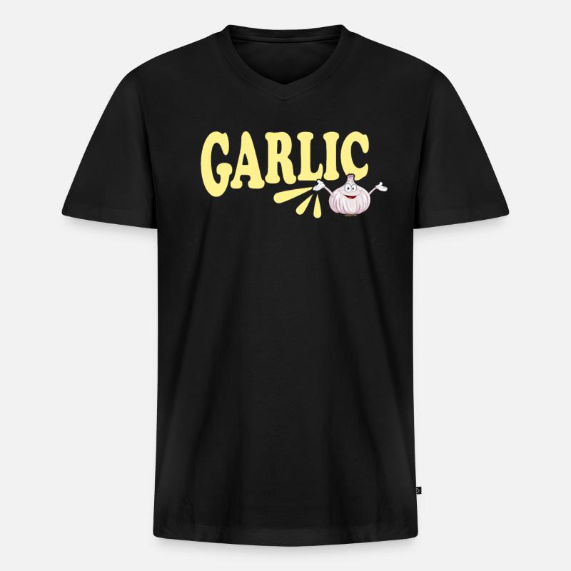Lustiges Knoblauchbrot-Paardesign - Männer Premium Bio T-Shirt mit V-Ausschnitt - Schwarz