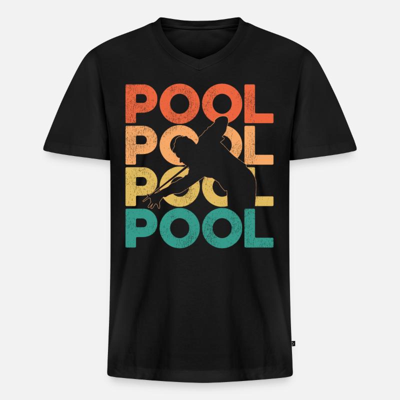 Billiards Pool Player Ball Retro - Männer Premium Bio T-Shirt mit V-Ausschnitt - Schwarz
