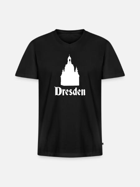 Dresden Frauenkirche - Männer Premium Bio T-Shirt mit V-Ausschnitt - Schwarz