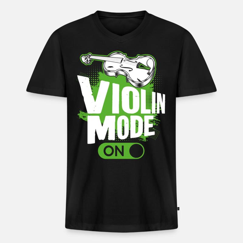 Violin Violinist Violin Mode On - Männer Premium Bio T-Shirt mit V-Ausschnitt - Schwarz