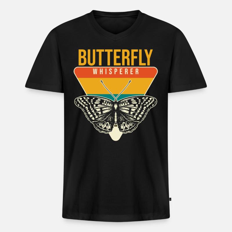 Schmetterlinge Schmetterling Flüsterer - Männer Premium Bio T-Shirt mit V-Ausschnitt - Schwarz