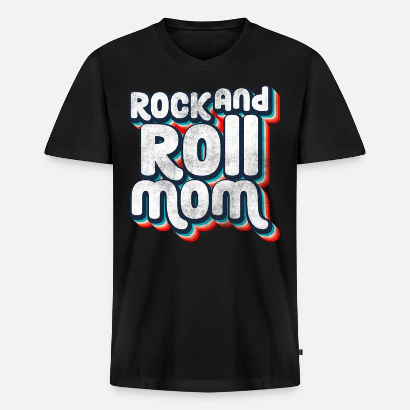 Rock and Roll Mutter - Männer Premium Bio T-Shirt mit V-Ausschnitt - Schwarz