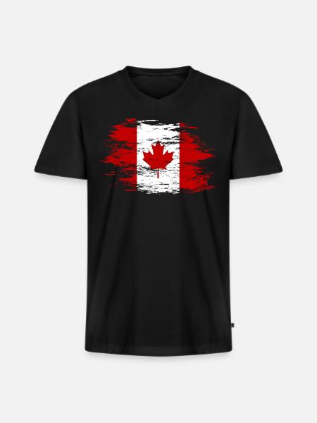 Canada flag used - Men's Premium Organic T-shirt with V-neck - black