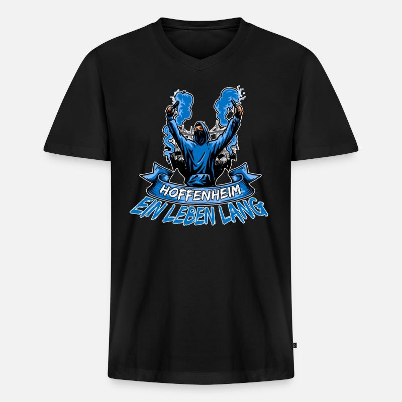 Hoffenheim ein Leben lang - Männer Premium Bio T-Shirt mit V-Ausschnitt - Schwarz