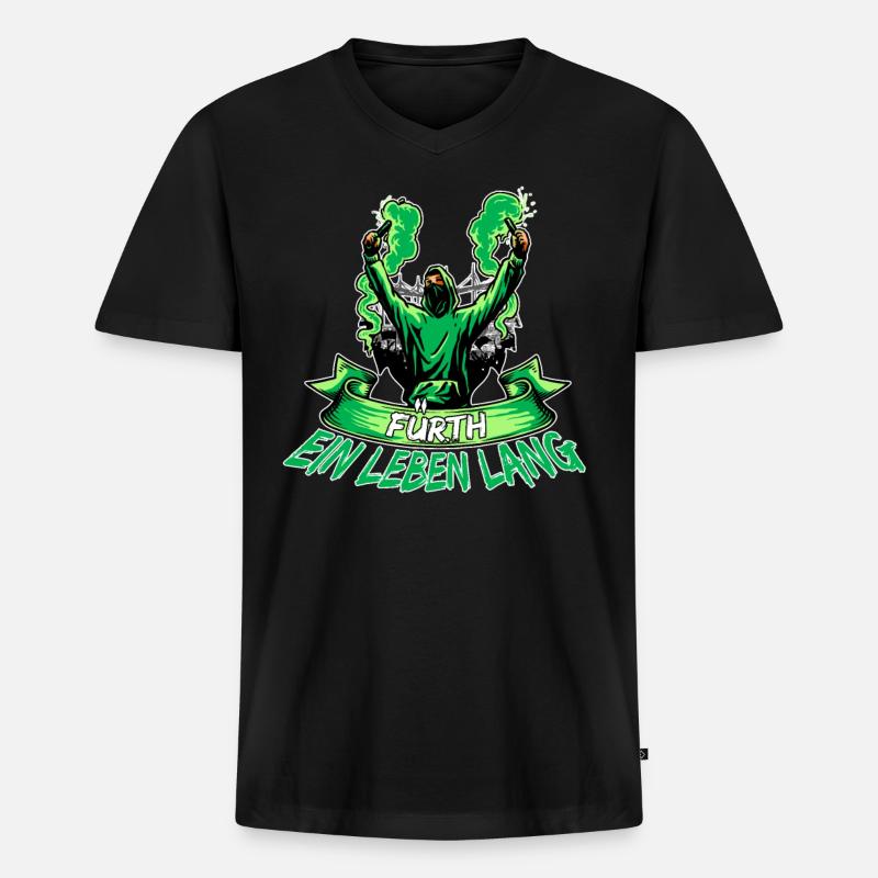 Fürth ein Leben lang - Männer Premium Bio T-Shirt mit V-Ausschnitt - Schwarz