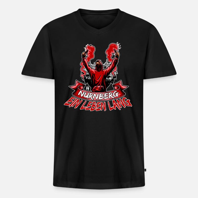 Nürnberg ein Leben lang - Männer Premium Bio T-Shirt mit V-Ausschnitt - Schwarz