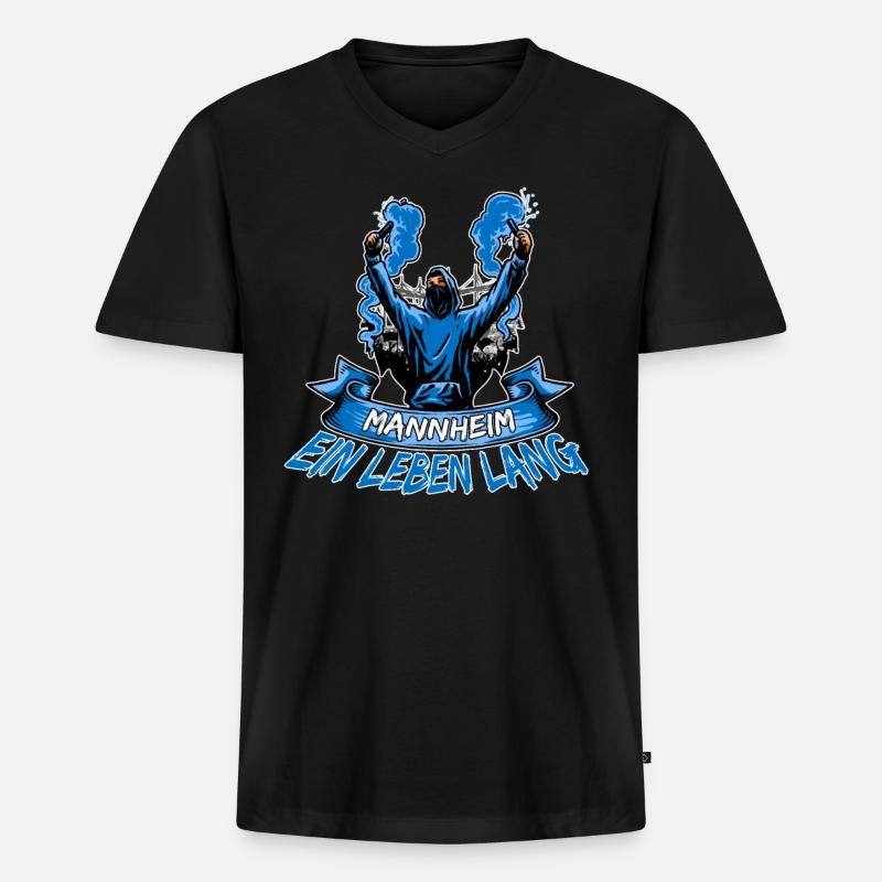 Mannheim ein Leben lang - Männer Premium Bio T-Shirt mit V-Ausschnitt - Schwarz