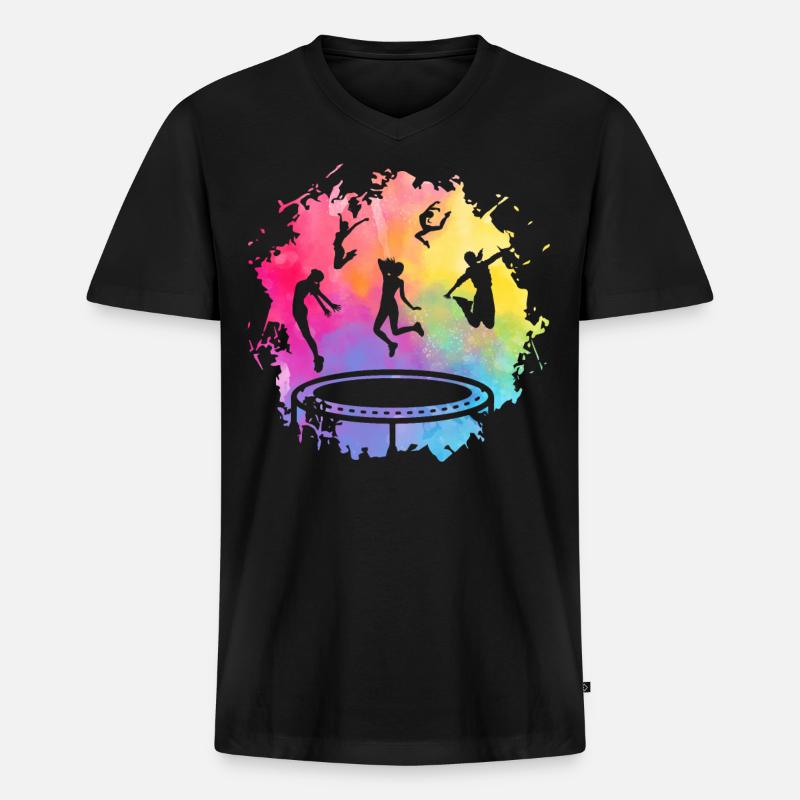 Trampolin - Männer Premium Bio T-Shirt mit V-Ausschnitt - Schwarz