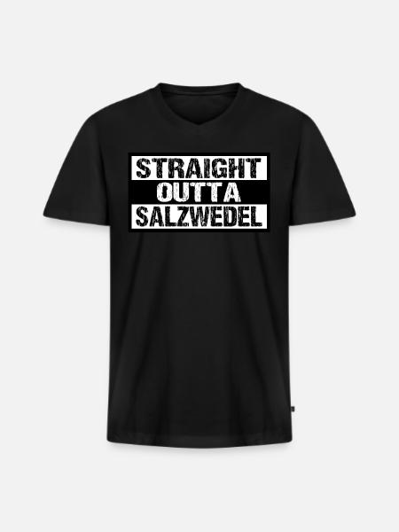 salzwedel - Männer Premium Bio T-Shirt mit V-Ausschnitt - Schwarz