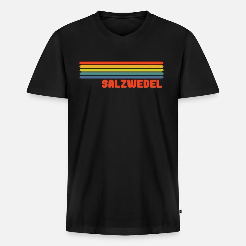 salzwedel Regenbogen - Männer Premium Bio T-Shirt mit V-Ausschnitt - Schwarz