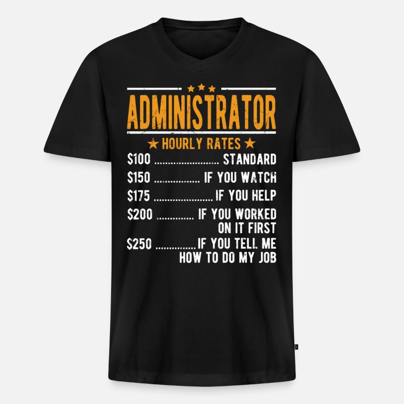 Administrator Stundenlohn - Männer Premium Bio T-Shirt mit V-Ausschnitt - Schwarz