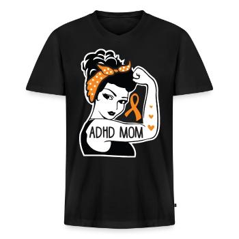 ADHD Mom For ADHD Awareness Month - Men's Premium Organic T-shirt with V-neck - black - Front - Nico (187cm)