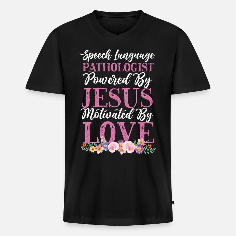 Speech Therapist Therapy Assistant - Männer Premium Bio T-Shirt mit V-Ausschnitt - Schwarz