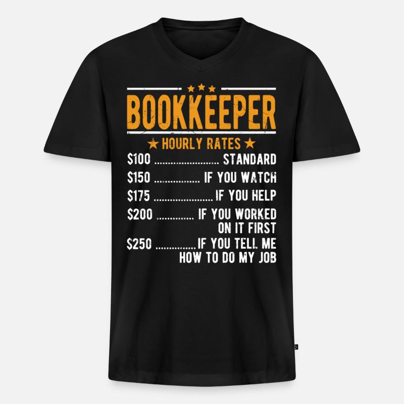 Salaire horaire du comptable - T-shirt encolure en V Premium bio Homme - noir