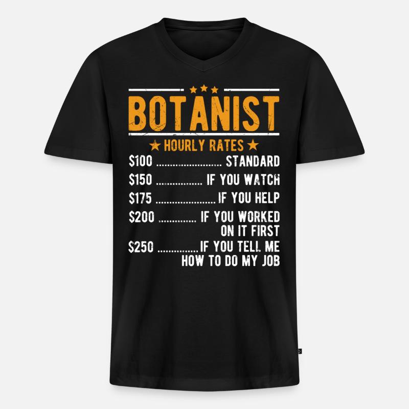 Botaniker Stundenlohn - Männer Premium Bio T-Shirt mit V-Ausschnitt - Schwarz