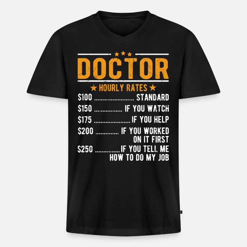 Arzt Stundenlohn - Männer Premium Bio T-Shirt mit V-Ausschnitt - Schwarz