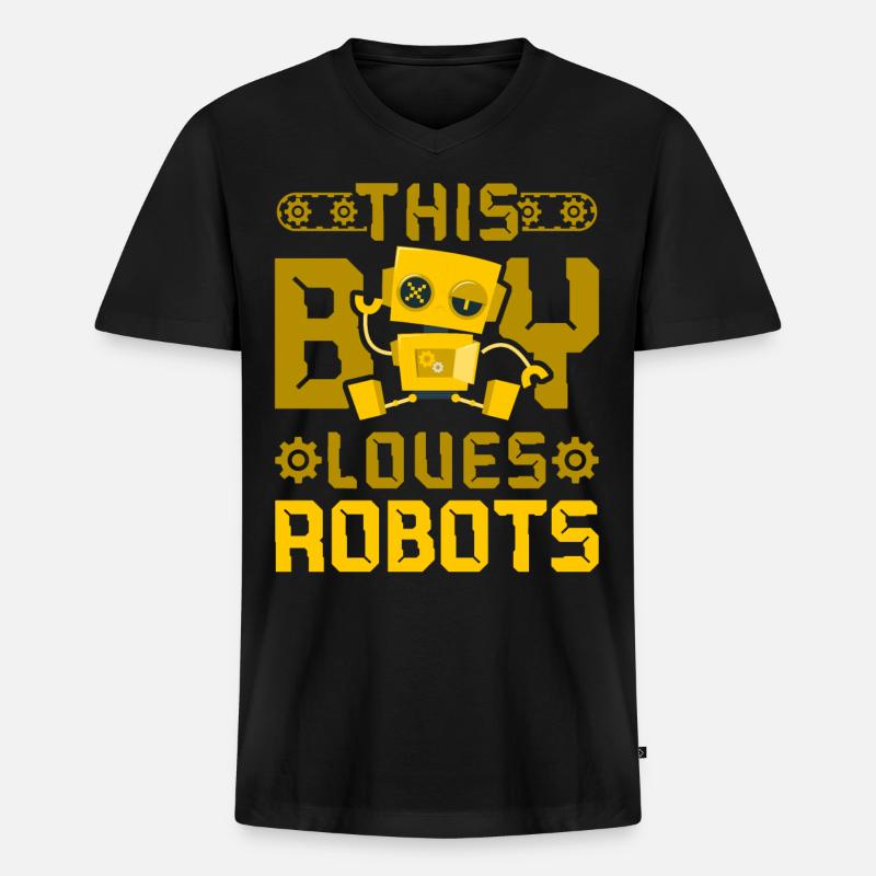 Robot Robotics Engineer Boy This - Männer Premium Bio T-Shirt mit V-Ausschnitt - Schwarz