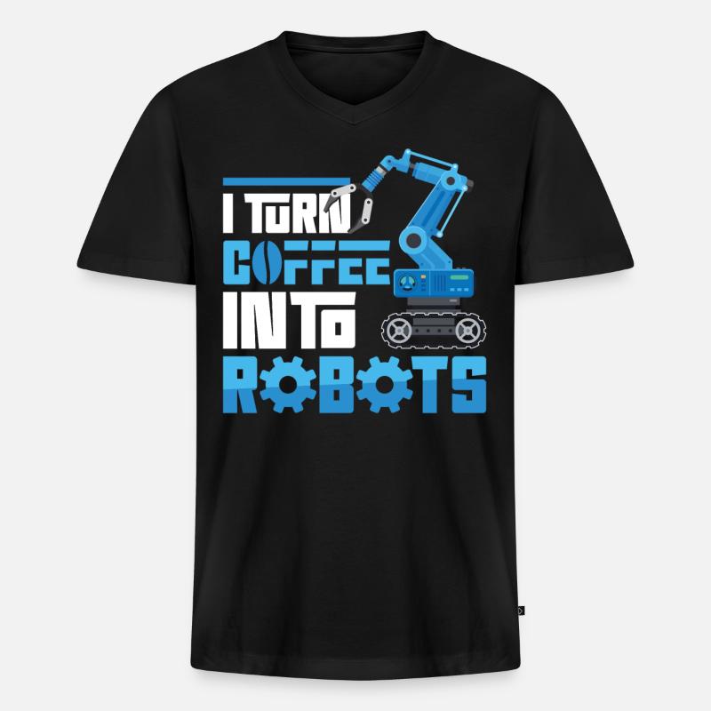 Robot Robotics Engineer Coffee I - Men's Premium Organic T-shirt with V-neck - black
