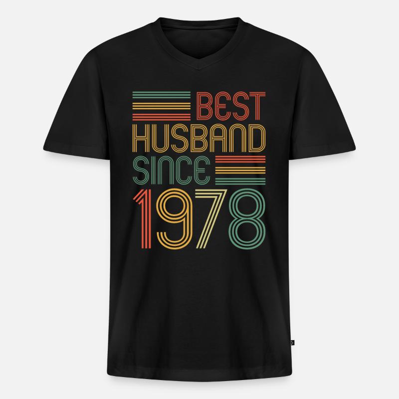 45. Hochzeitstag Bester Ehemann seit 1978 - Männer Premium Bio T-Shirt mit V-Ausschnitt - Schwarz