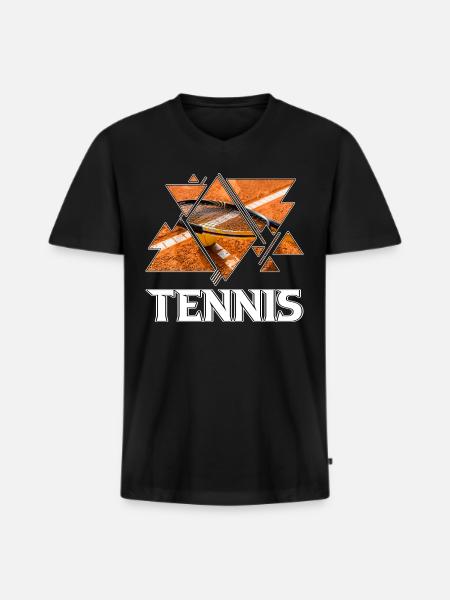 Tennis Tennis Player Player Vintage Retro Triangle - Men's Premium Organic T-shirt with V-neck - black