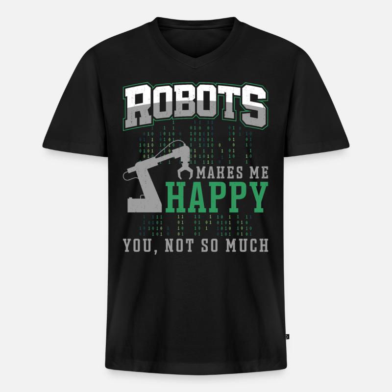Robot Robotics Engineer Robots - Männer Premium Bio T-Shirt mit V-Ausschnitt - Schwarz