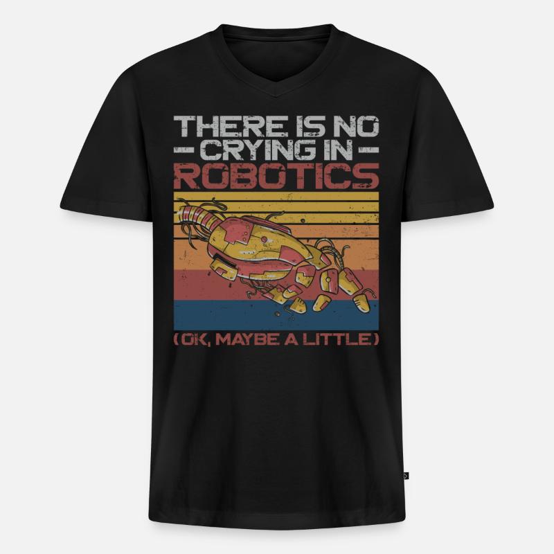 Robot Robotics Engineer Retro - Männer Premium Bio T-Shirt mit V-Ausschnitt - Schwarz