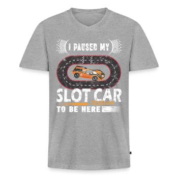 Vintage Slot Car Racing - Modélisme - T-shirt encolure en V Premium bio Homme - gris chiné - Devant