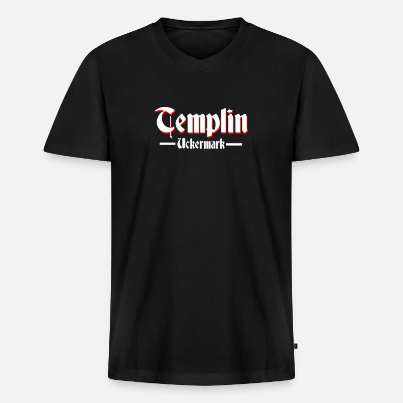 Templin - Männer Premium Bio T-Shirt mit V-Ausschnitt - Schwarz