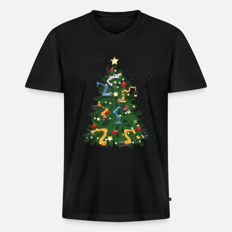 Robot Robotics Engineer Christmas - Männer Premium Bio T-Shirt mit V-Ausschnitt - Schwarz