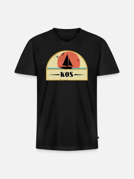 Kos - Männer Premium Bio T-Shirt mit V-Ausschnitt - Schwarz