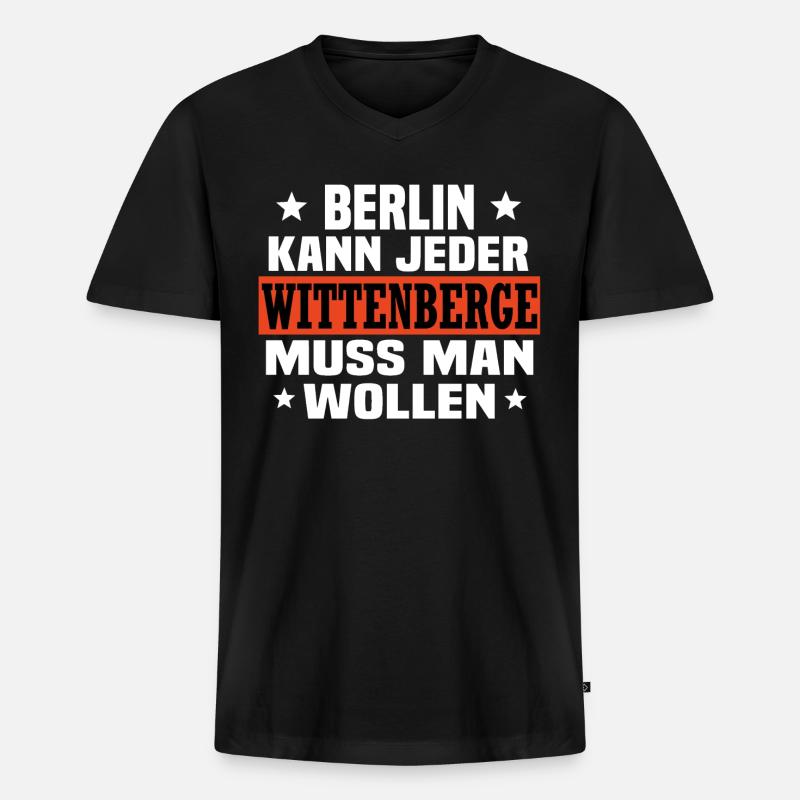 Wittenberge - Männer Premium Bio T-Shirt mit V-Ausschnitt - Schwarz