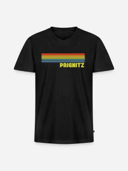 Prignitz - Männer Premium Bio T-Shirt mit V-Ausschnitt - Schwarz