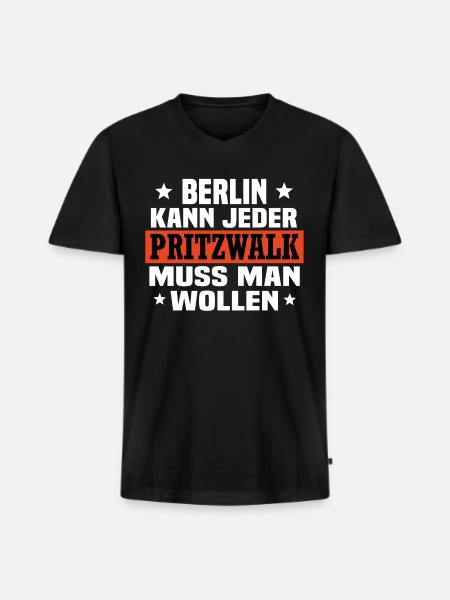 Pritzwalk - Männer Premium Bio T-Shirt mit V-Ausschnitt - Schwarz